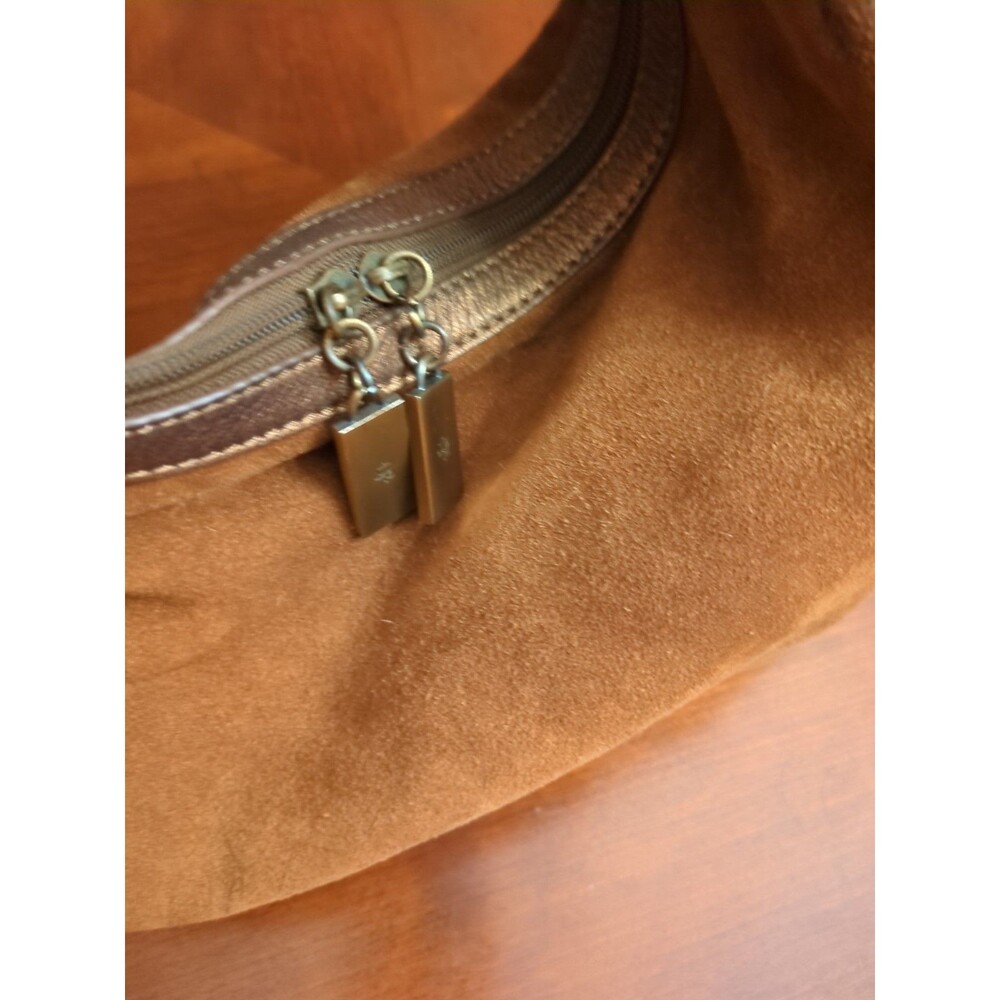 Donald Pliner Camel Suede/Metallic Cresent Studded Trim Hobo Purse - Picture 16 of 16